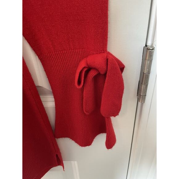 Vintage Cherry Girl Hampshire Studio Red Bow Sleeve Sweater Size L Soft Holiday - Picture 5 of 6